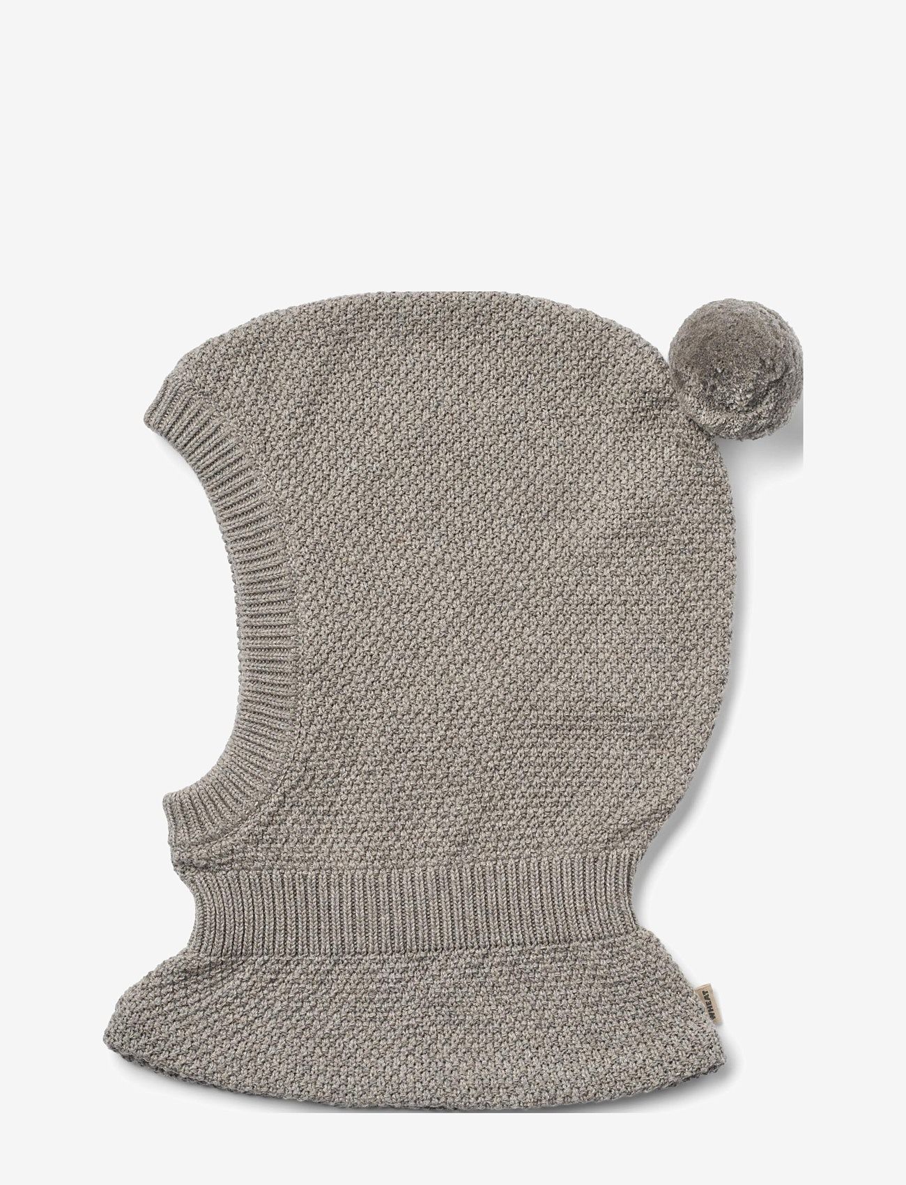 Wheat - Knitted Balaclava Pomi - zubehör - warm grey melange - 0