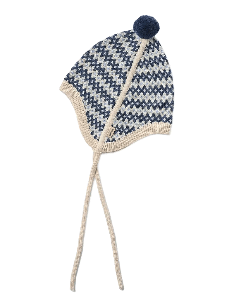 Wheat - Knit Bonnet Liro - babymössor - blue - 0