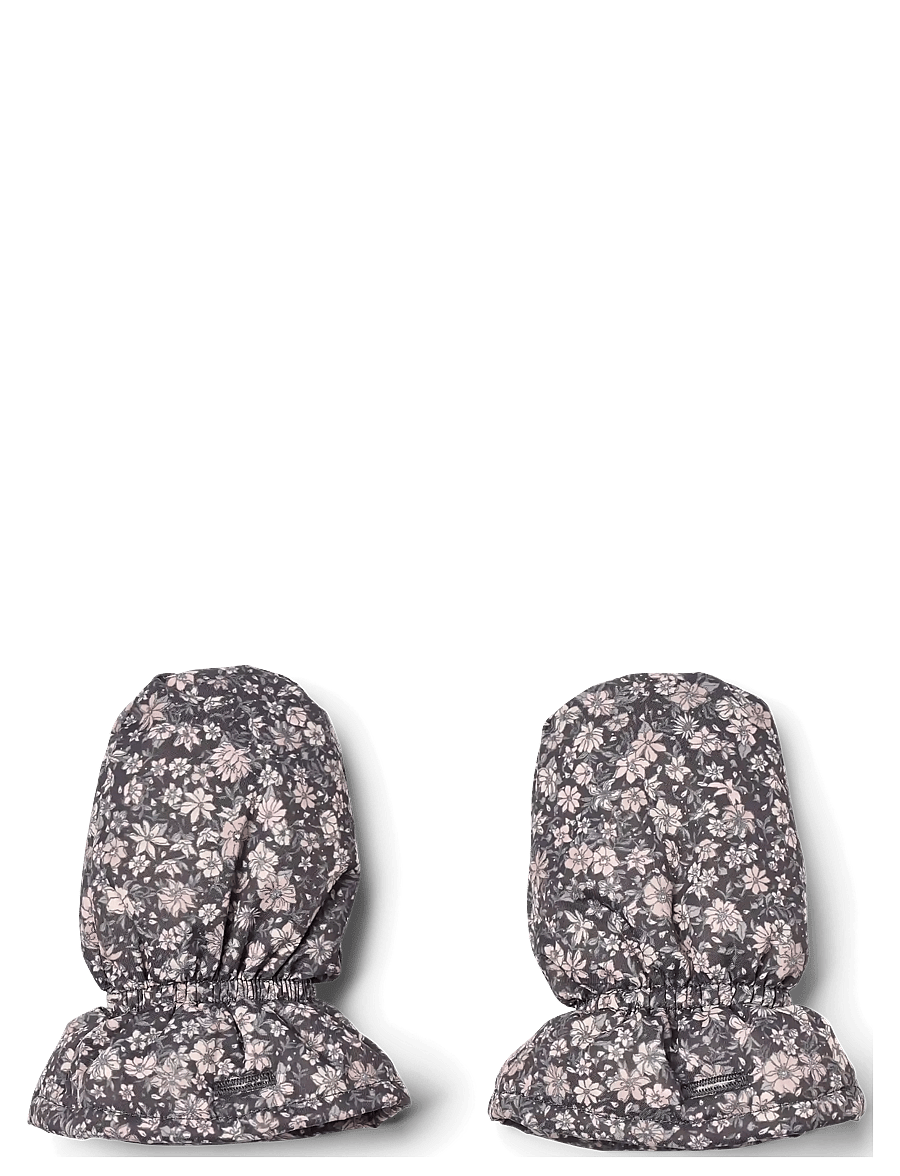 Wheat - Puffer Baby Mittens Muffu - handskar - dark charcoal flowers - 1