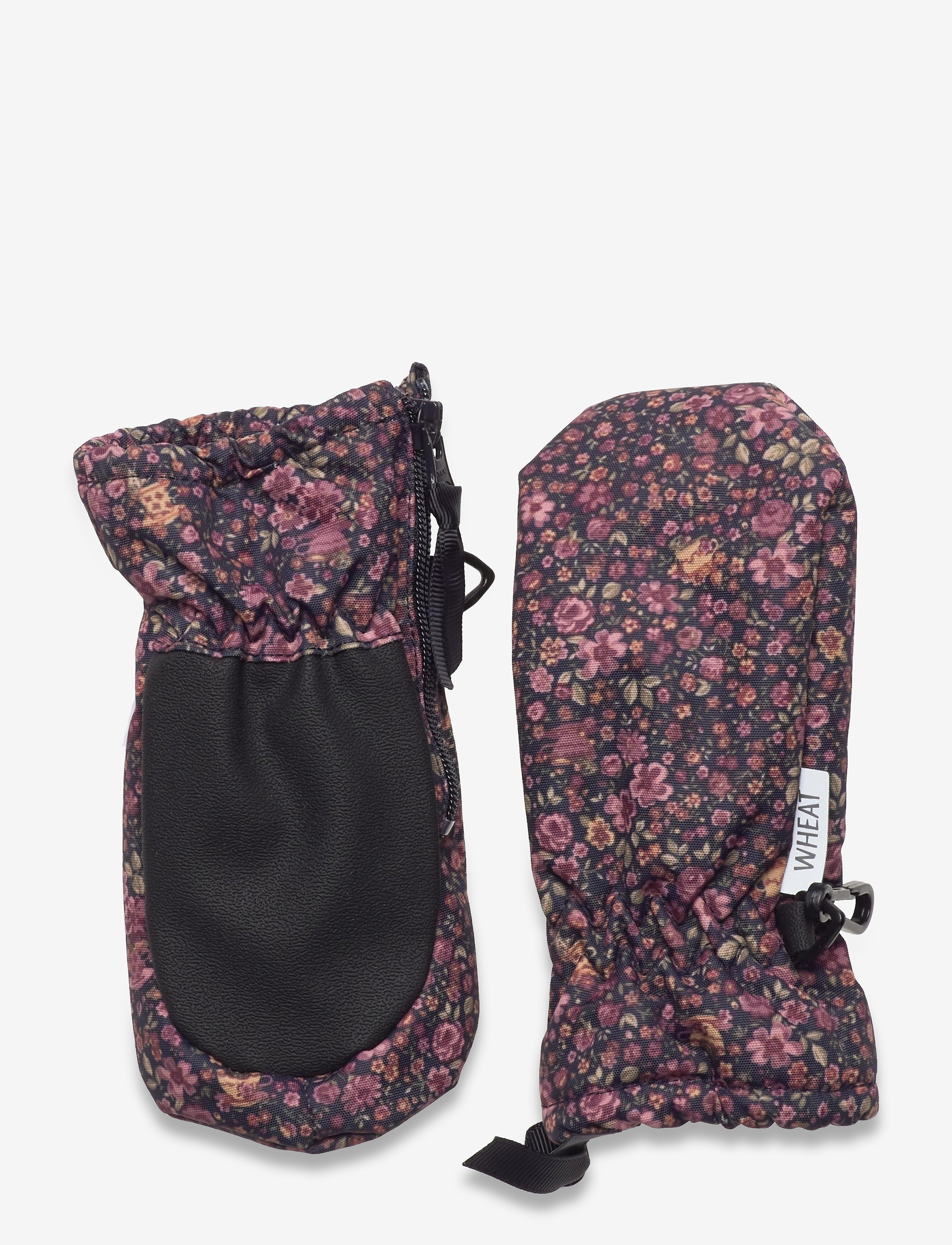 Wheat Mittens Zipper Tech - Accessoarer - DEEP BLUE FLOWERS / multi