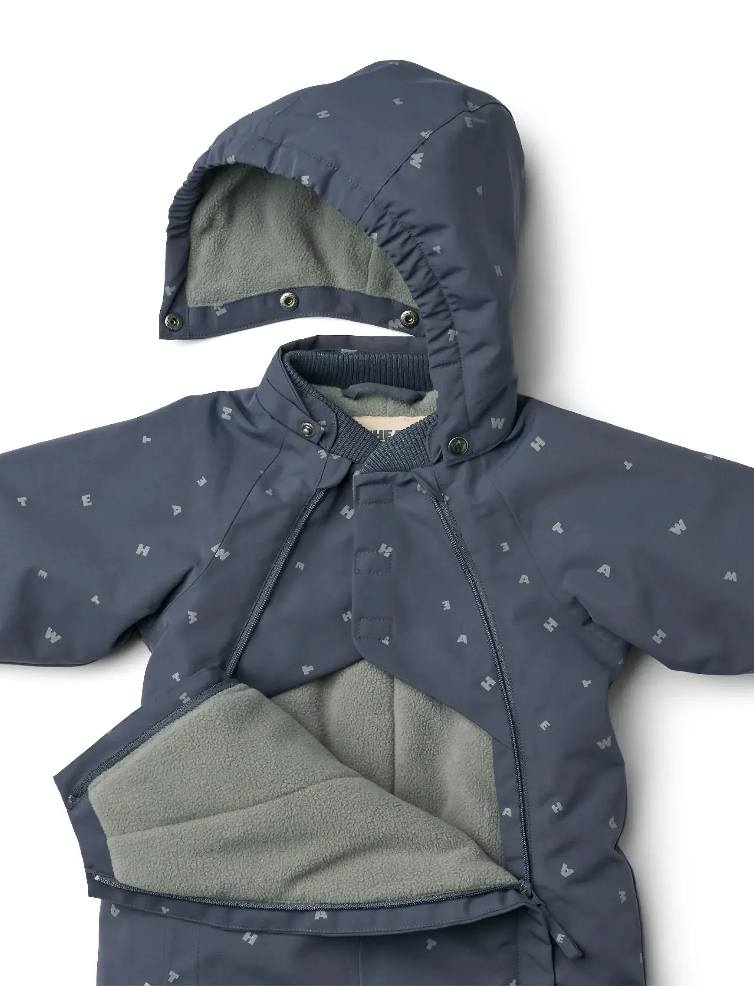 Wheat - Snowsuit Adi - talvekombinesoon - greyblue letters - 2