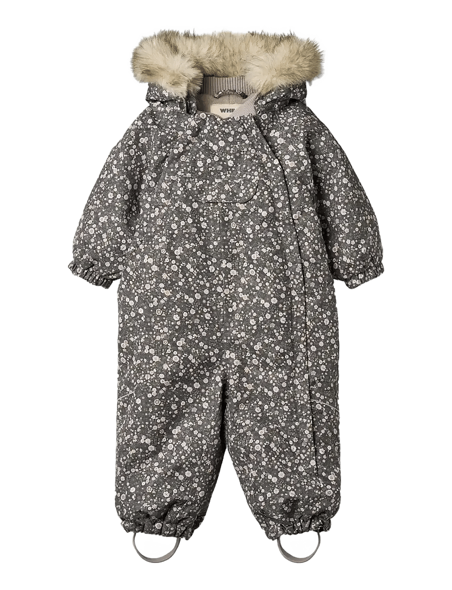 Wheat - Snowsuit Nickie - talvihaalarit - black sea open flowers - 0