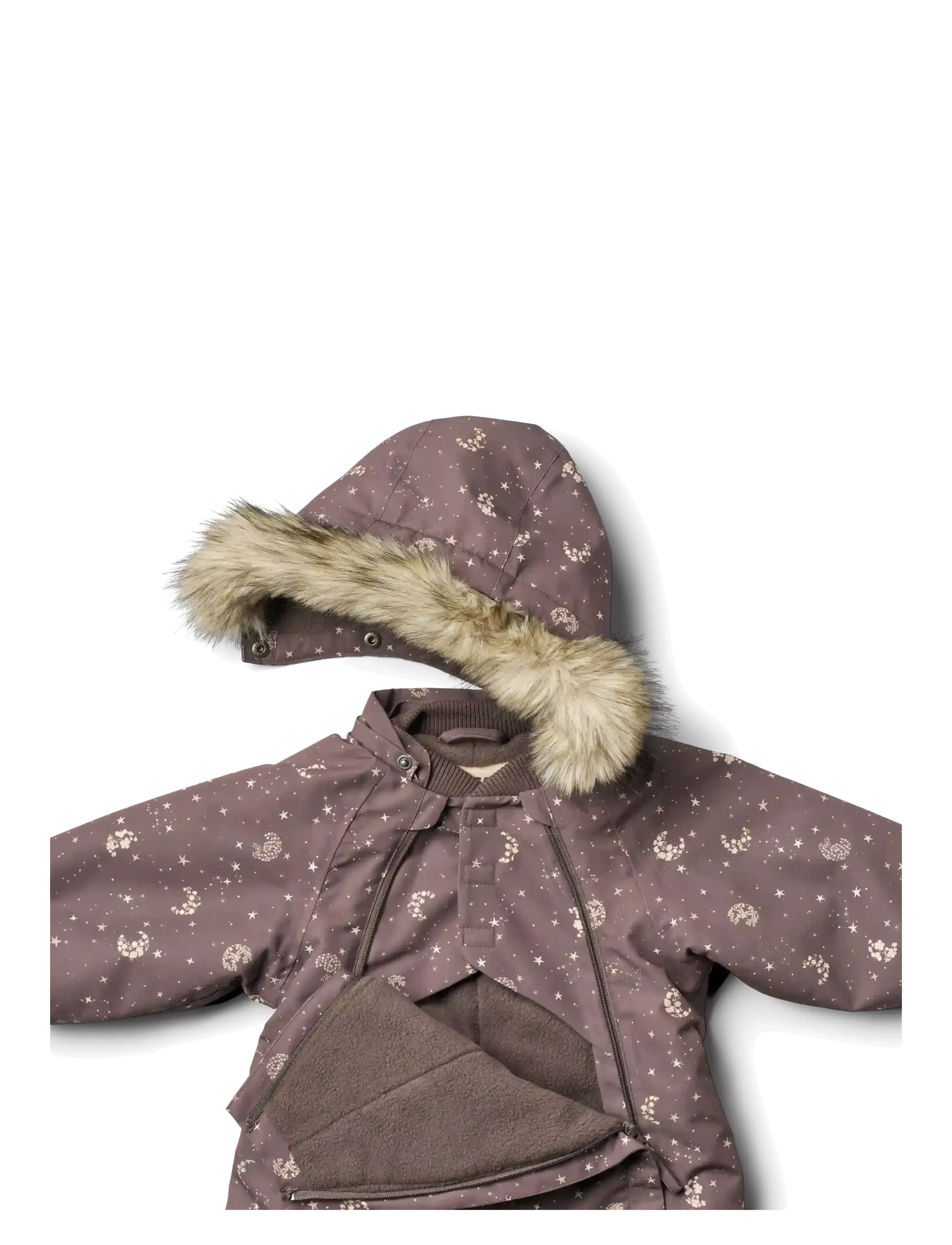 Wheat - Snowsuit Nickie - vinteroveraller - plum truffle stars - 2