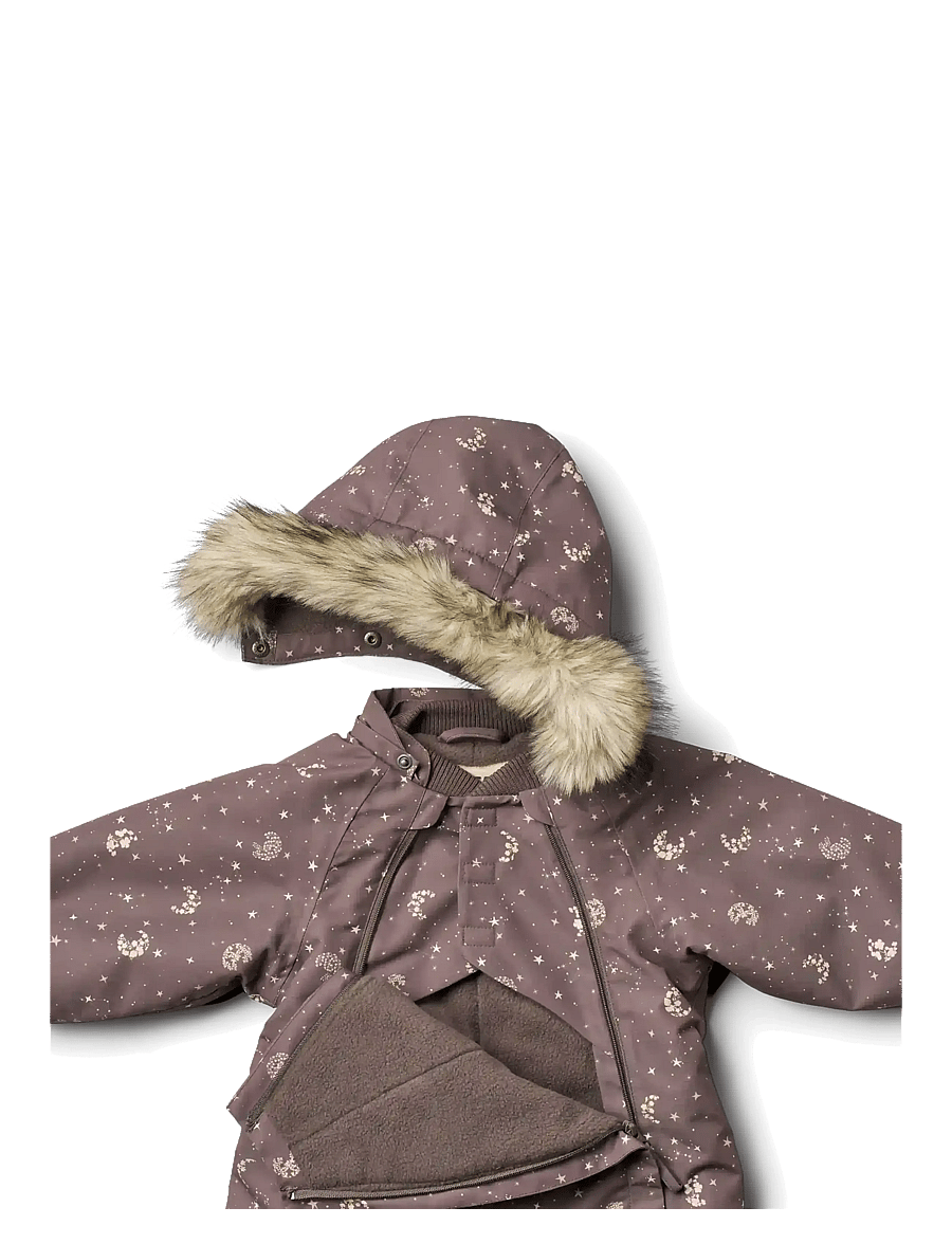 Wheat - Snowsuit Nickie - vinteroveraller - plum truffle stars - 2
