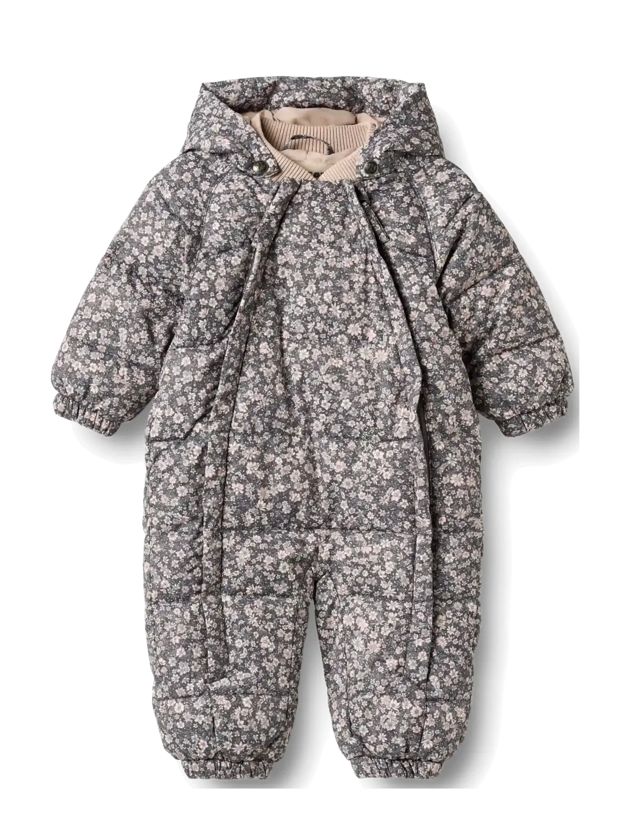 Wheat Puffer suit Edem - Overalls - DARK CHARCOAL FLOWERS / grey