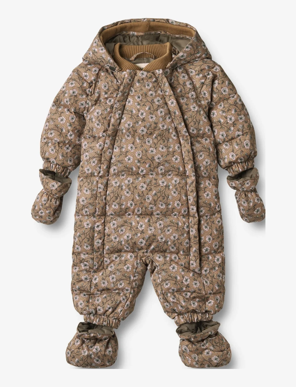Wheat - Puffer Baby Suit Edem - softshell kombed - caramel anemones - 0
