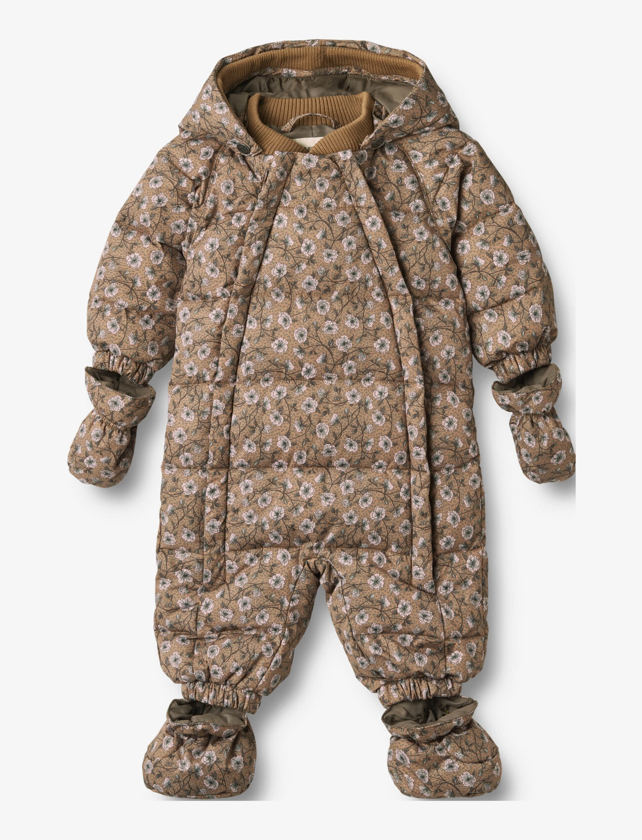 Wheat Puffer Baby Suit Edem - Softshell-coveralls - CARAMEL ANEMONES / beige