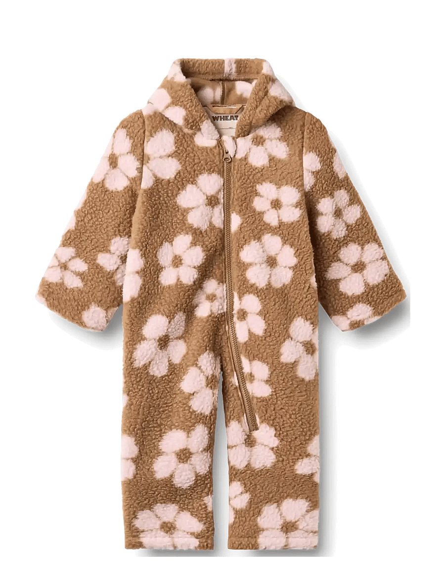 Wheat - Fleece suit Allo - fleece-sets - warm hazel flowers - 0