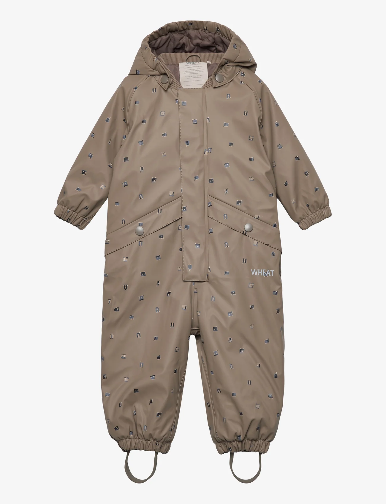 Wheat - Thermo Rainsuit Aiko - regnoveraller - dry grey houses - 0