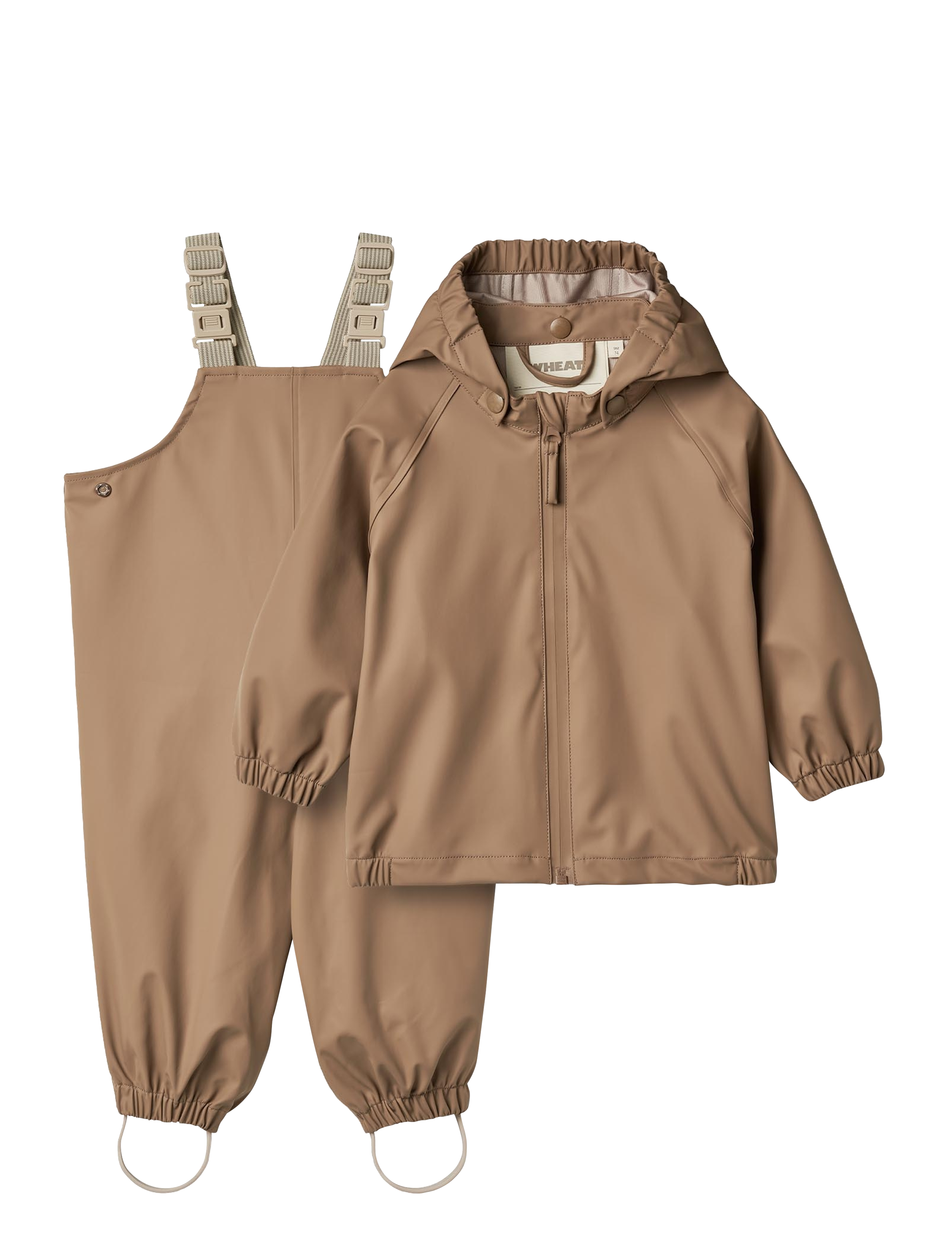 Wheat Rainwear Charlie Set, Børn, Regntøjssæt, Brun, Str: 74