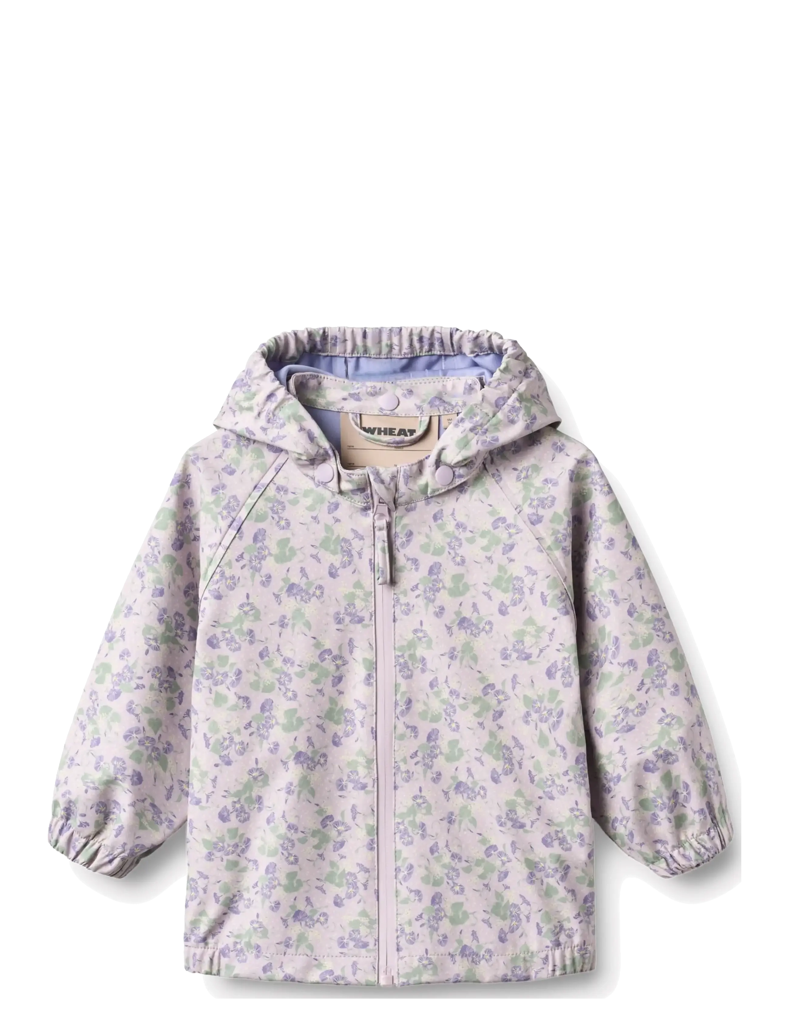 Wheat Rainwear Chardy Jacket, Børn, Blomstret Hætte Regnjakke, Lila, Str: 86