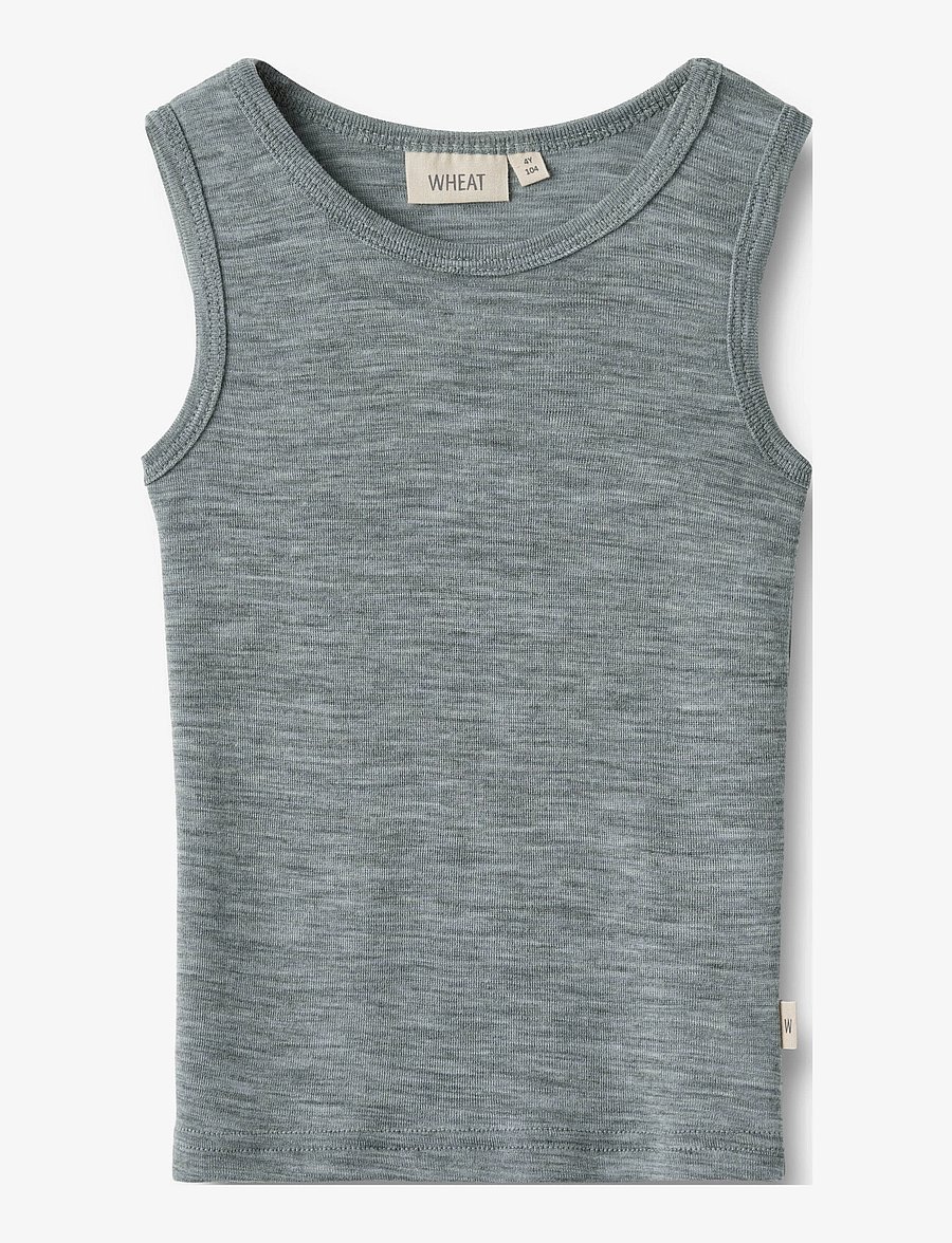Wheat - Wool Singlet Iggy - tanktops - melange grey - 0