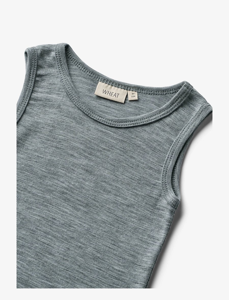 Wheat - Wool Singlet Iggy - tanktops - melange grey - 2