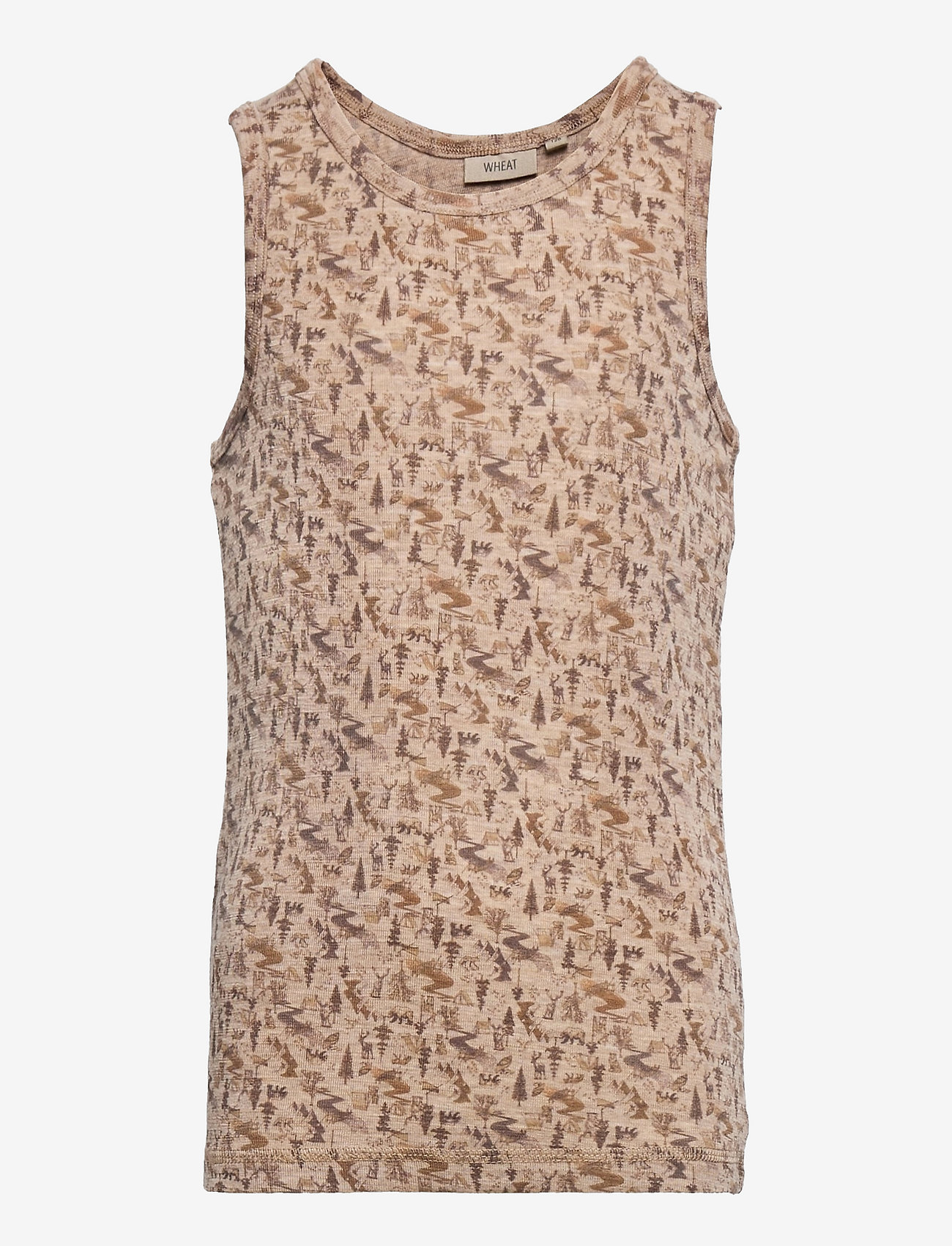 Wheat - Boys Wool Singlet - khaki wild life - 0
