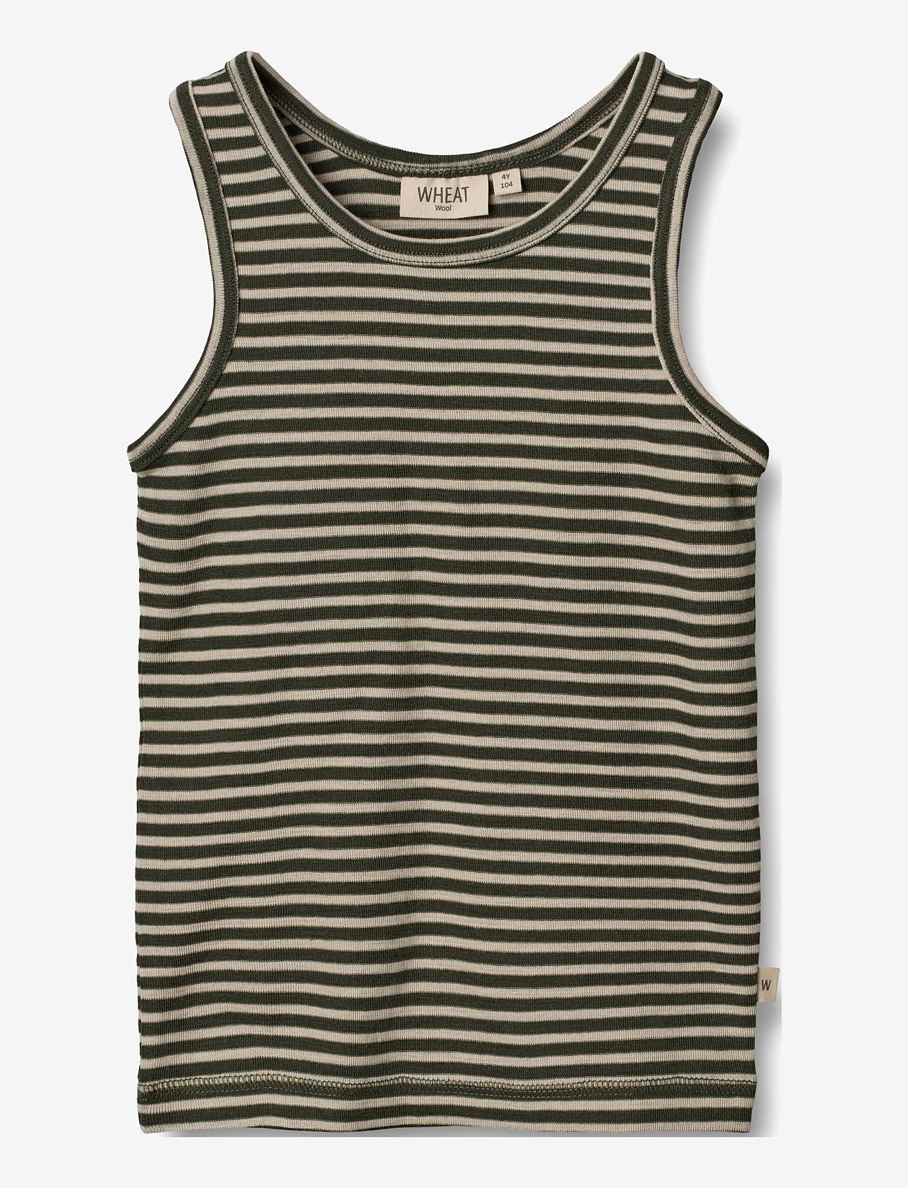 Wheat - Wool Singlet Iggy - green stripe - 0