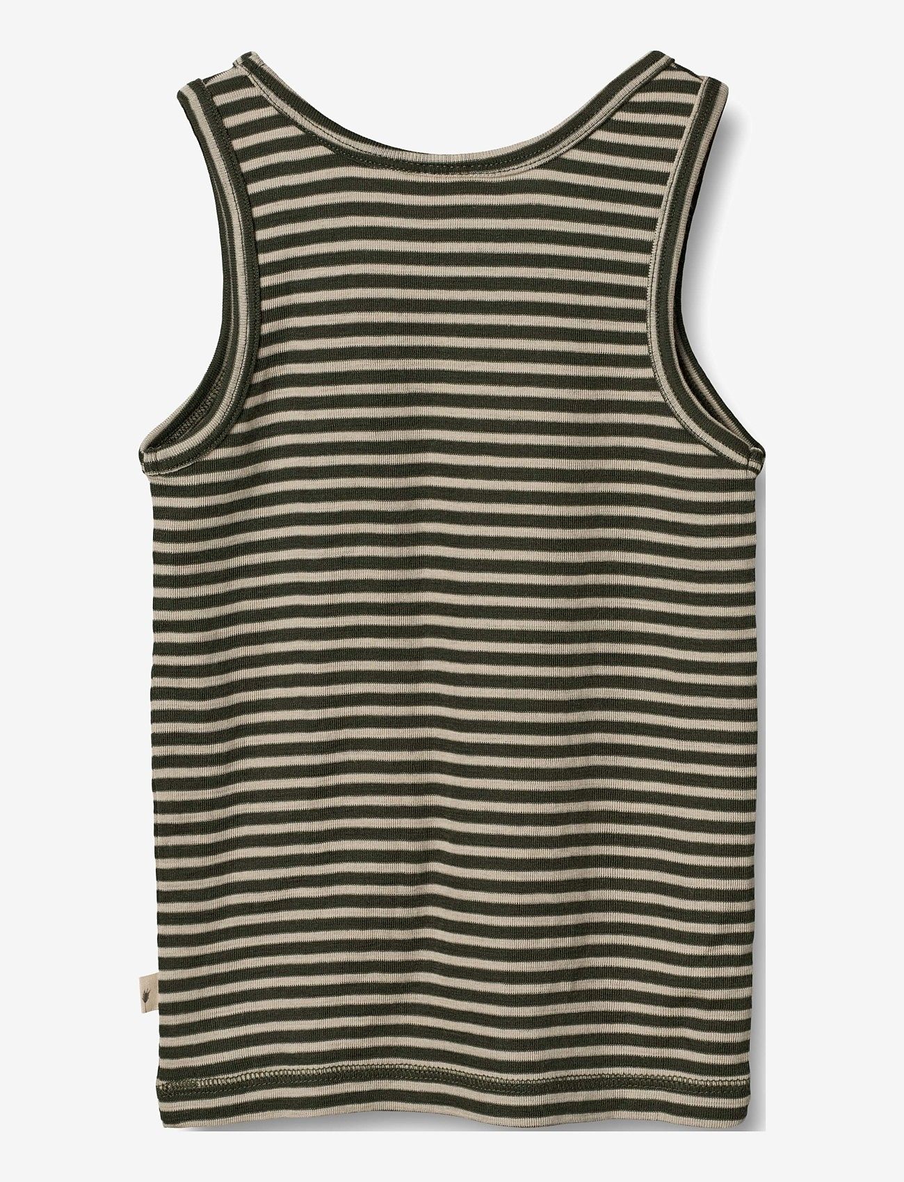 Wheat - Wool Singlet Iggy - green stripe - 1
