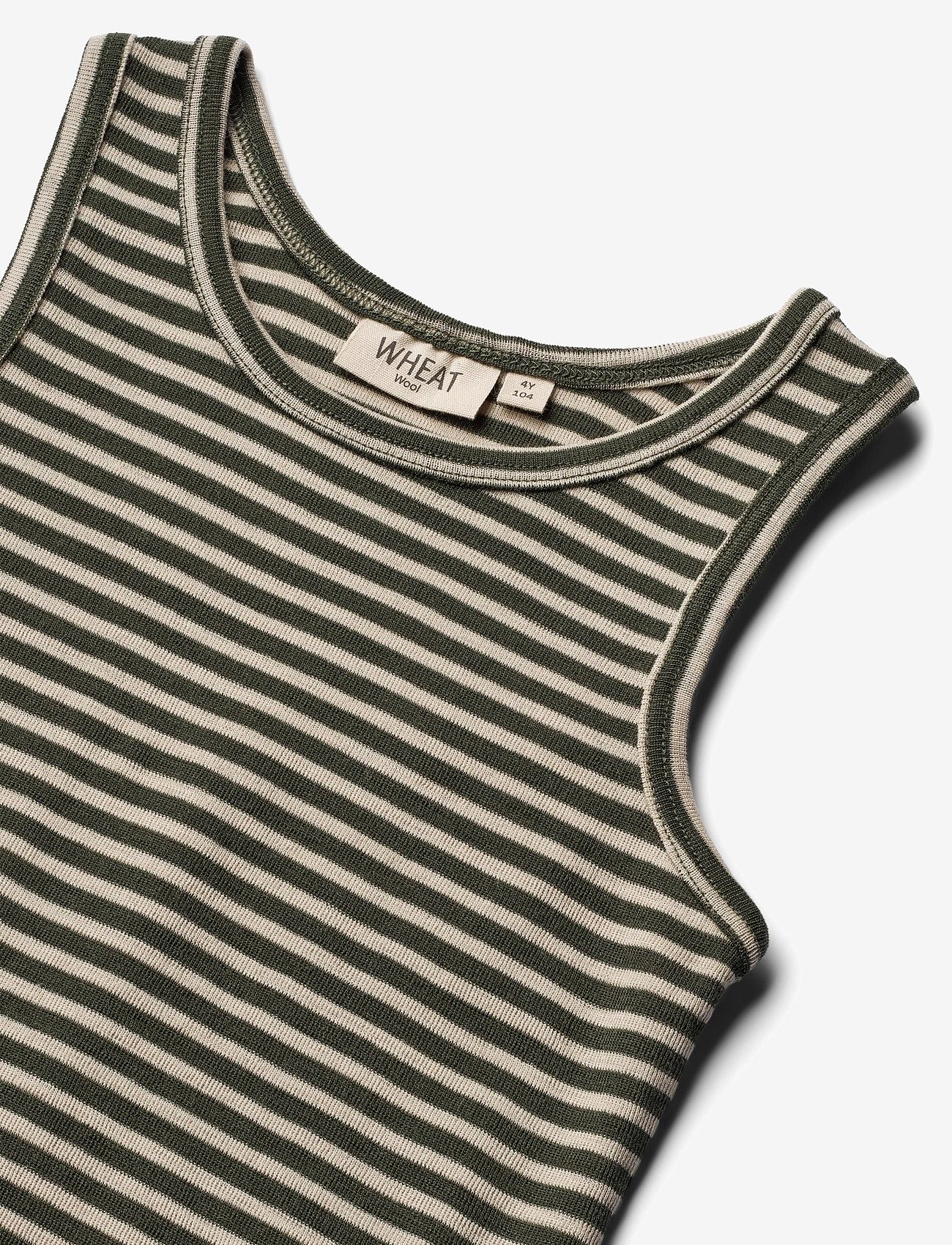 Wheat - Wool Singlet Iggy - green stripe - 2