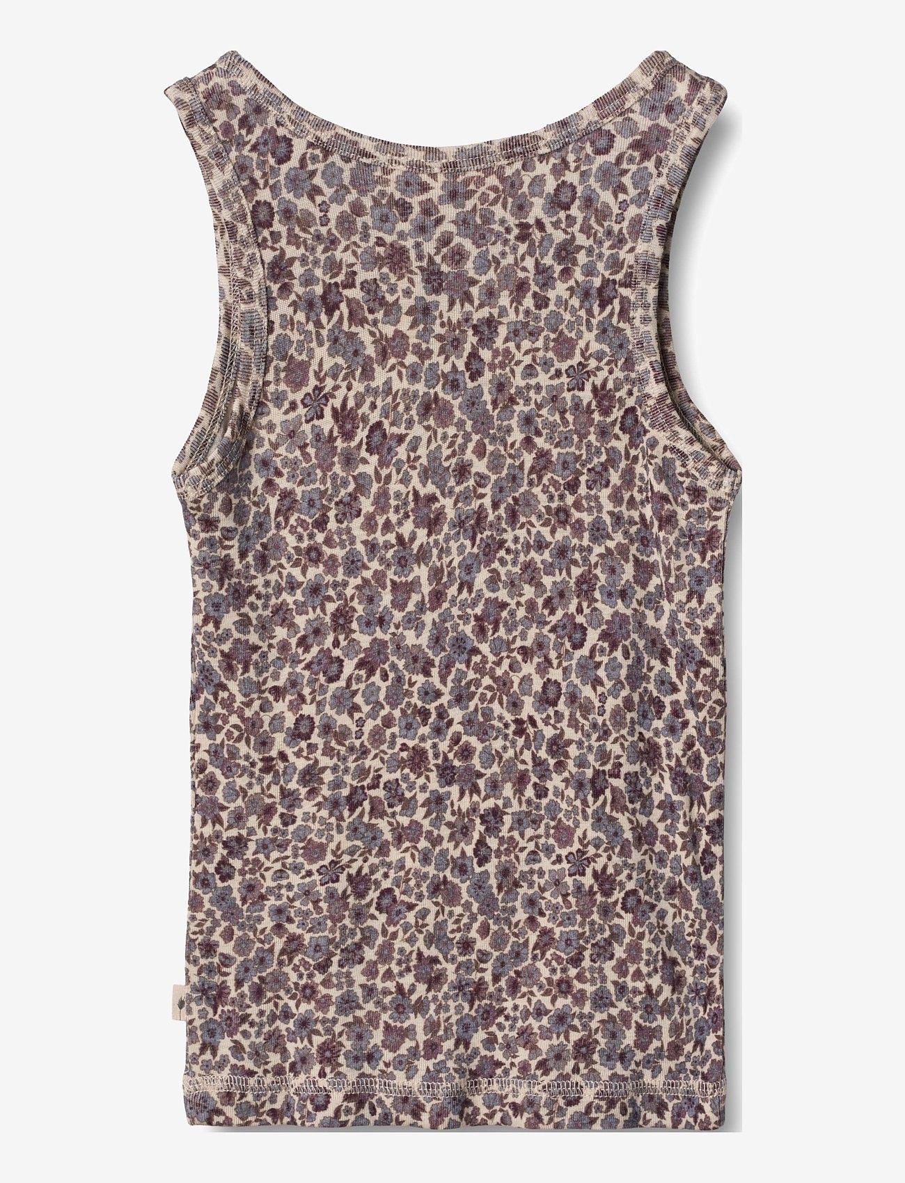 Wheat - Wool Singlet Elga - purple flowers - 1
