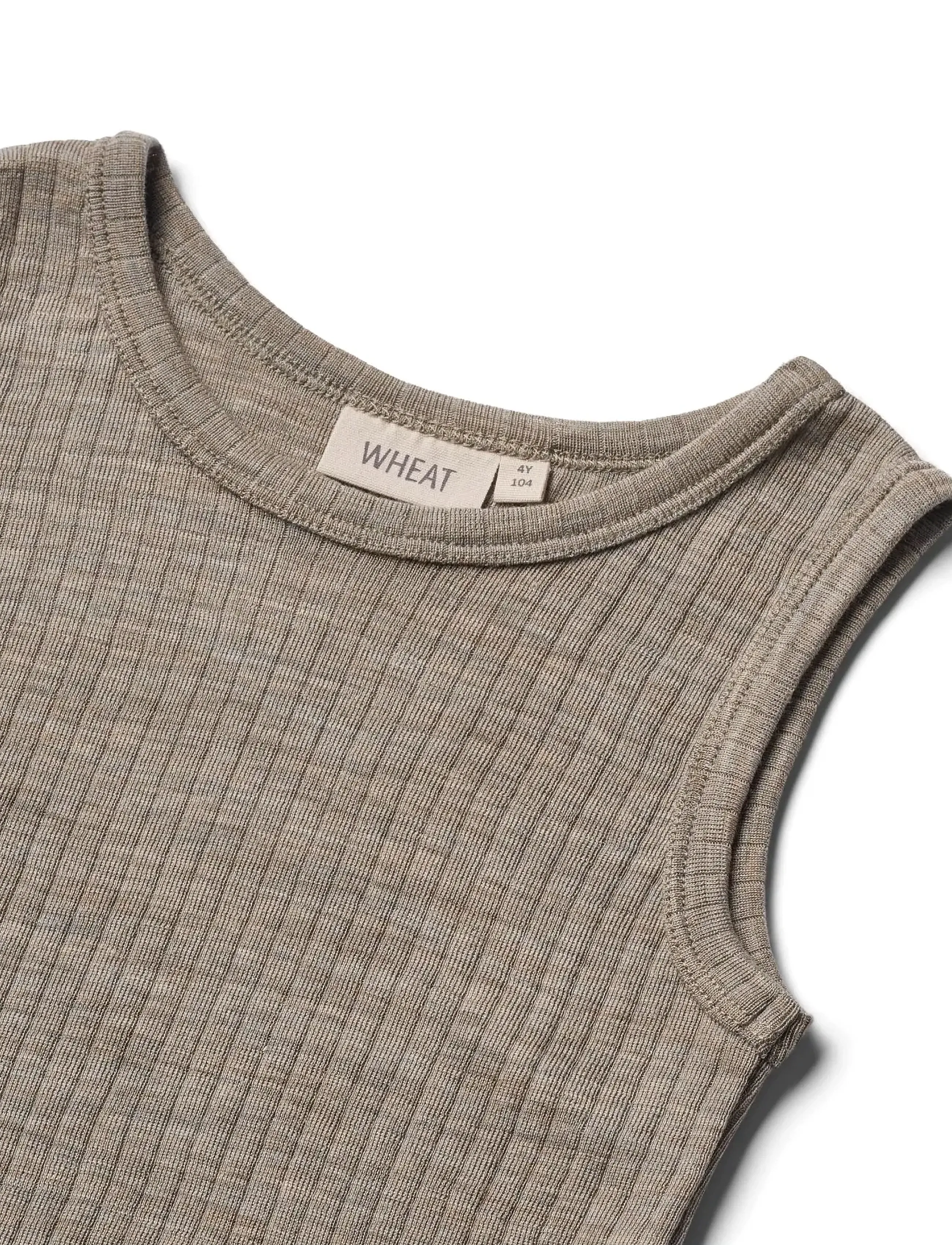 Wheat - Wool Silk Singlet Iggy - khaki melange - 2