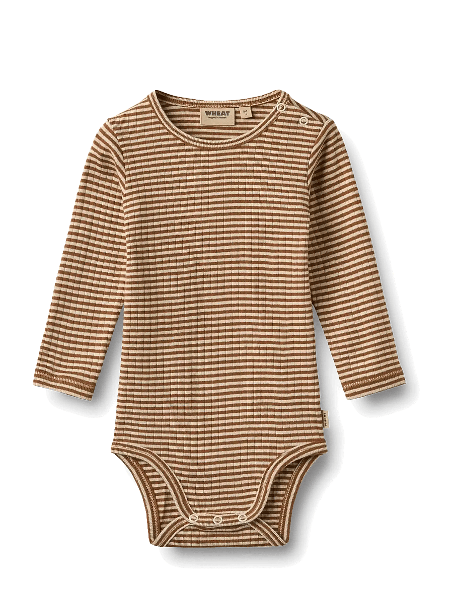 Wheat - Body L/S Freddie - pikkade varrukatega bodid - warm hazel stripe - 0