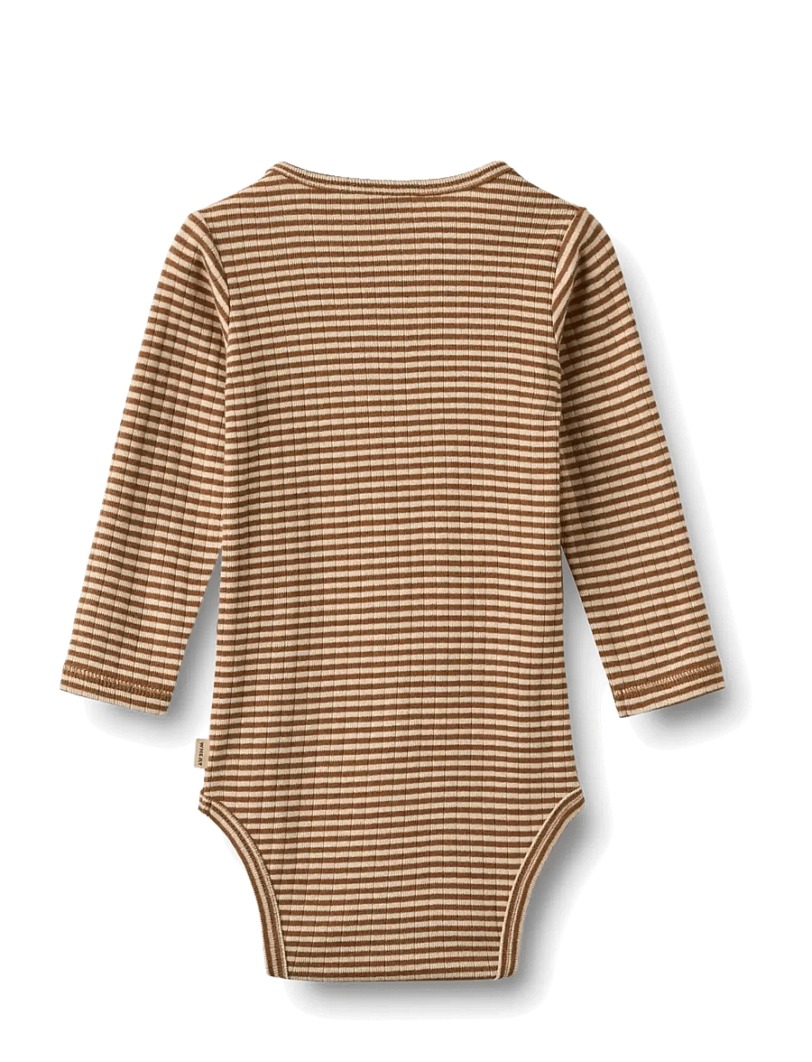 Wheat - Body L/S Freddie - pikkade varrukatega bodid - warm hazel stripe - 1