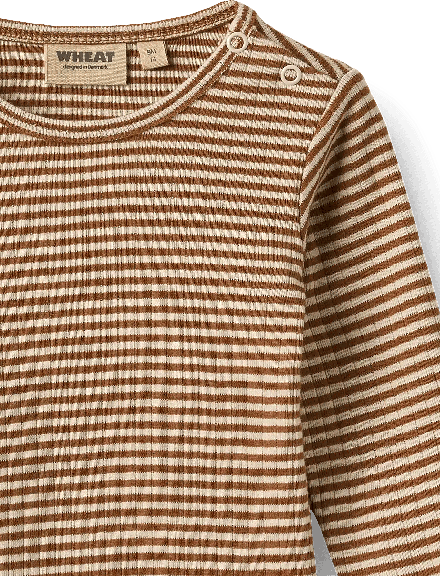 Wheat - Body L/S Freddie - pikkade varrukatega bodid - warm hazel stripe - 2
