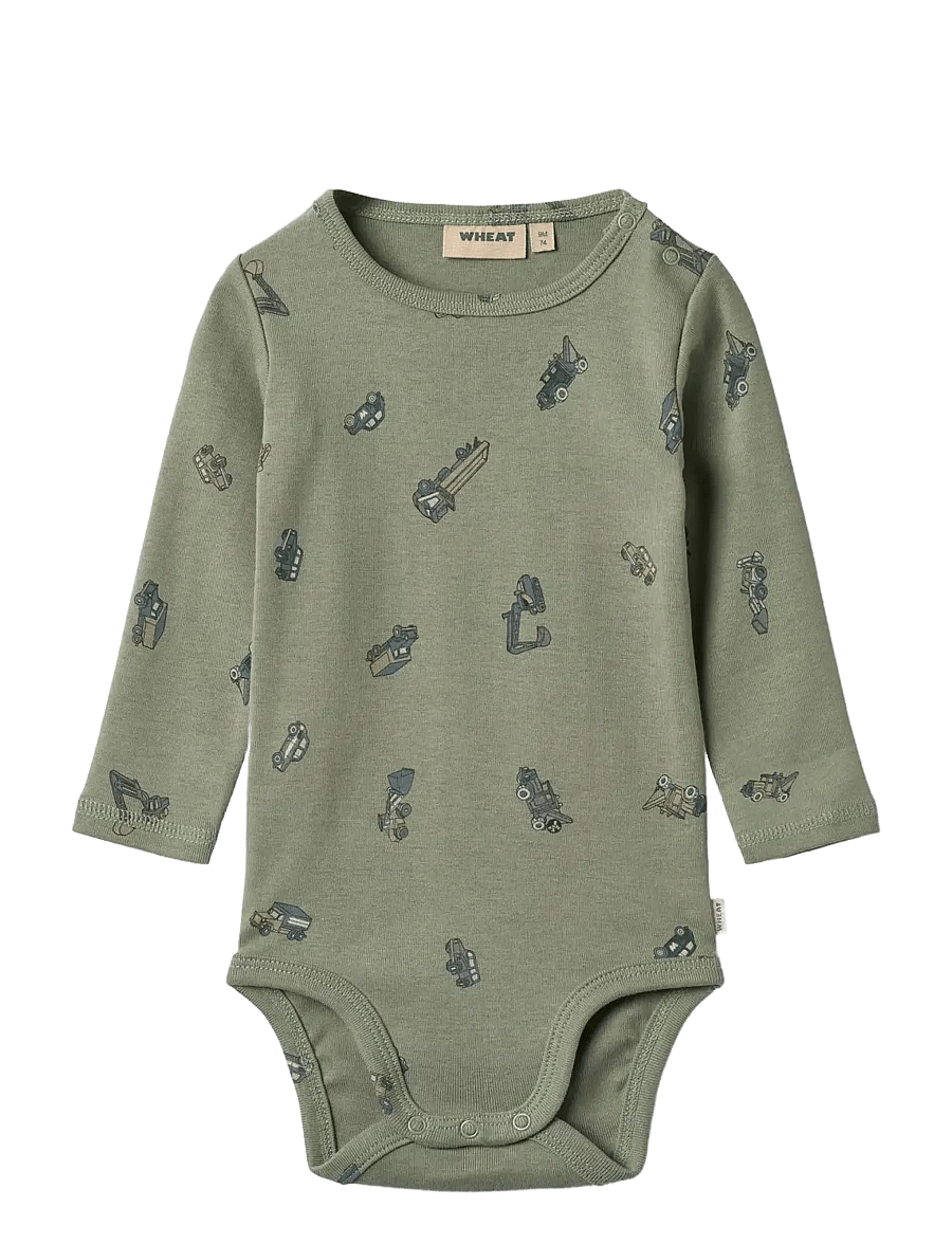 Wheat - Body L/S Freddie - langärmelige bodys - dusty green cars - 0