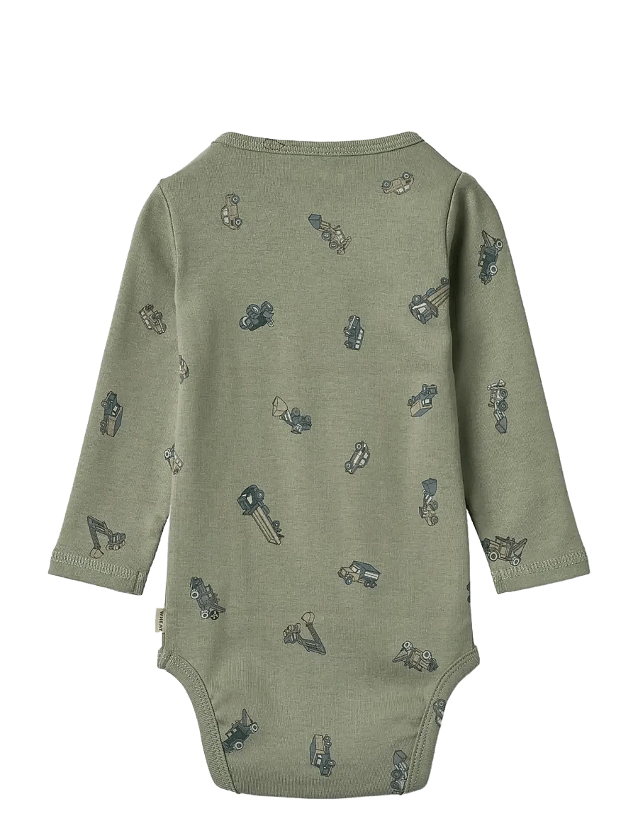 Wheat - Body L/S Freddie - langärmelige bodys - dusty green cars - 1