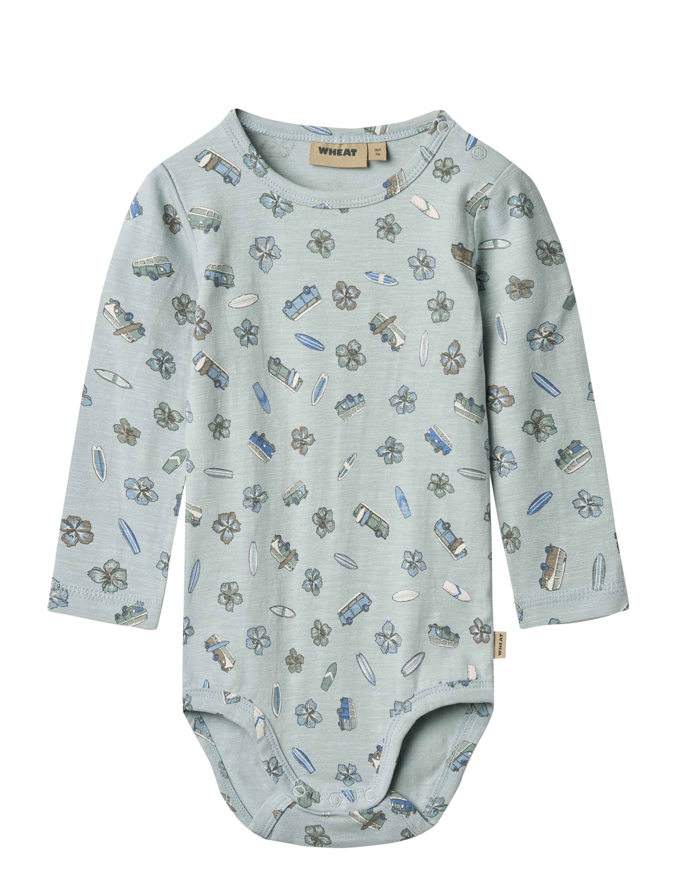 Wheat Body L/S Freddie, 68, Bodys, Blau - Long-sleeved, Kinder