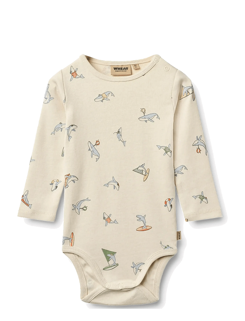 Wheat - Body L/S Freddie - smėlinukai ilgomis rankovėmis - whale friends - 0