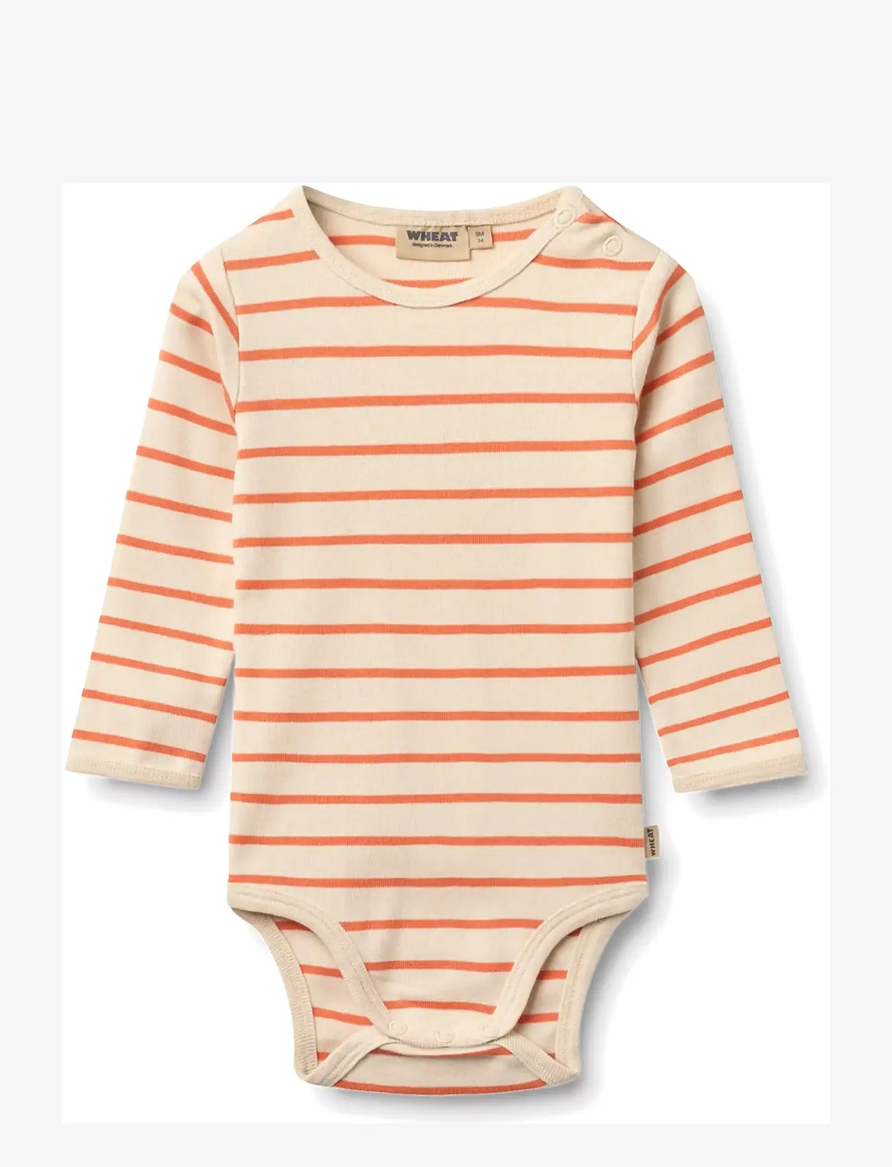 Wheat - Body L/S Berti - langærmede bodyer - orange stripe - 0