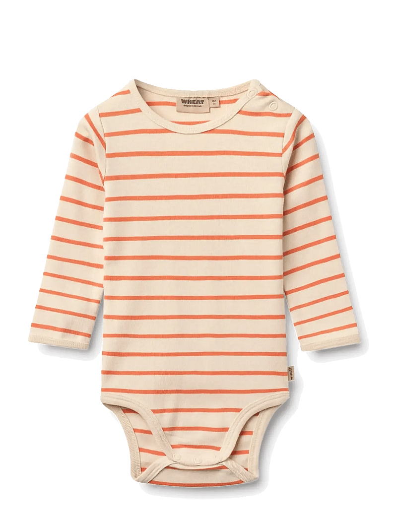 Wheat - Body L/S Berti - langærmede bodyer - orange stripe - 0