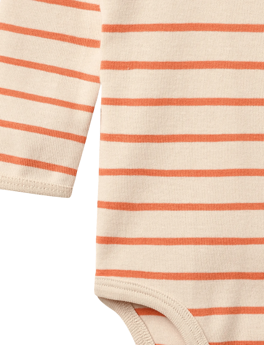 Wheat - Body L/S Berti - pikkade varrukatega bodid - orange stripe - 2