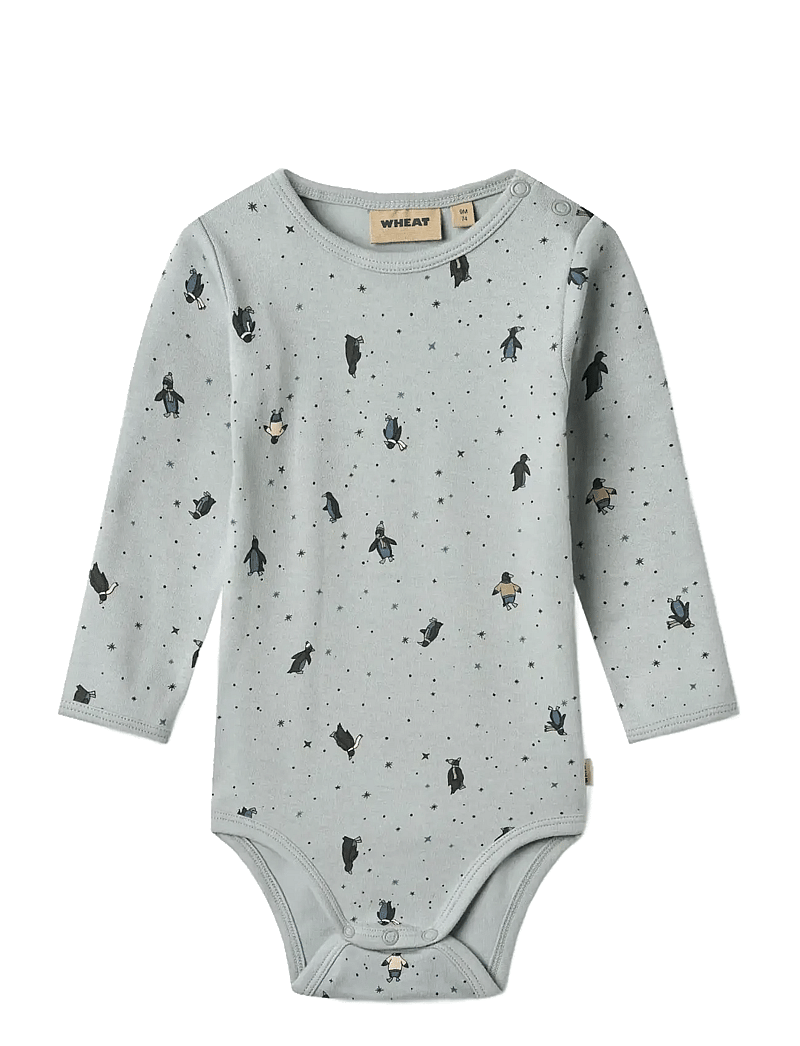Wheat - Body L/S Berti - pikkade varrukatega bodid - soft rain penguins - 0