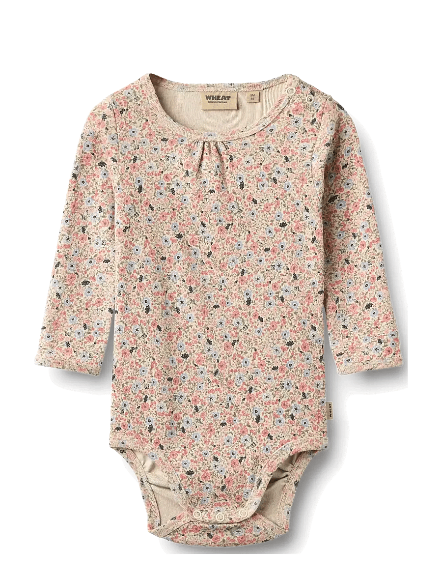 Wheat - Body L/S Liv - grey cloud flowers - 0