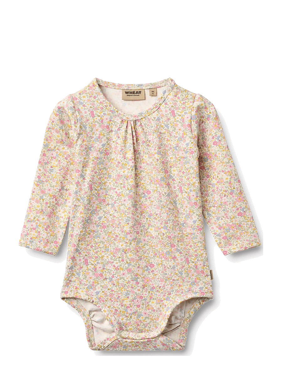 Wheat - Body L/S Liv - langerma samfellur - blush flower meadow - 0