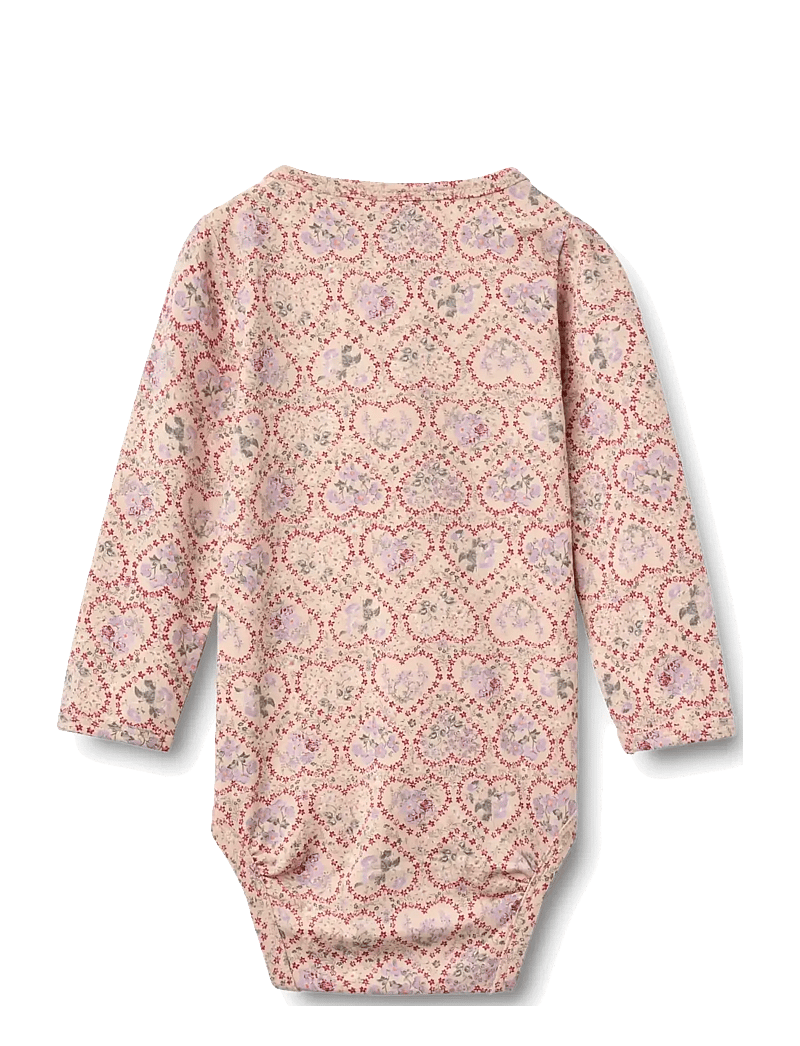 Wheat - Body L/S Liv - langærmede bodyer - magenta heart flowers - 1