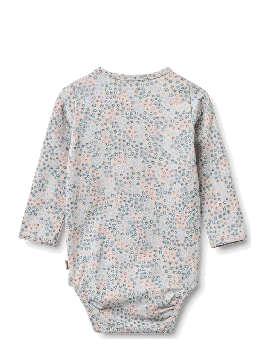 Wheat - Body L/S Liv - pikkade varrukatega bodid - powder blue flowers - 1