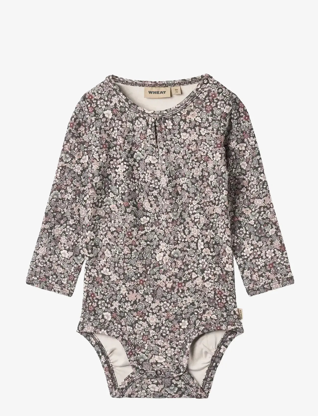 Wheat - Body L/S Liv - langærmede bodyer - purple stone flowers - 0