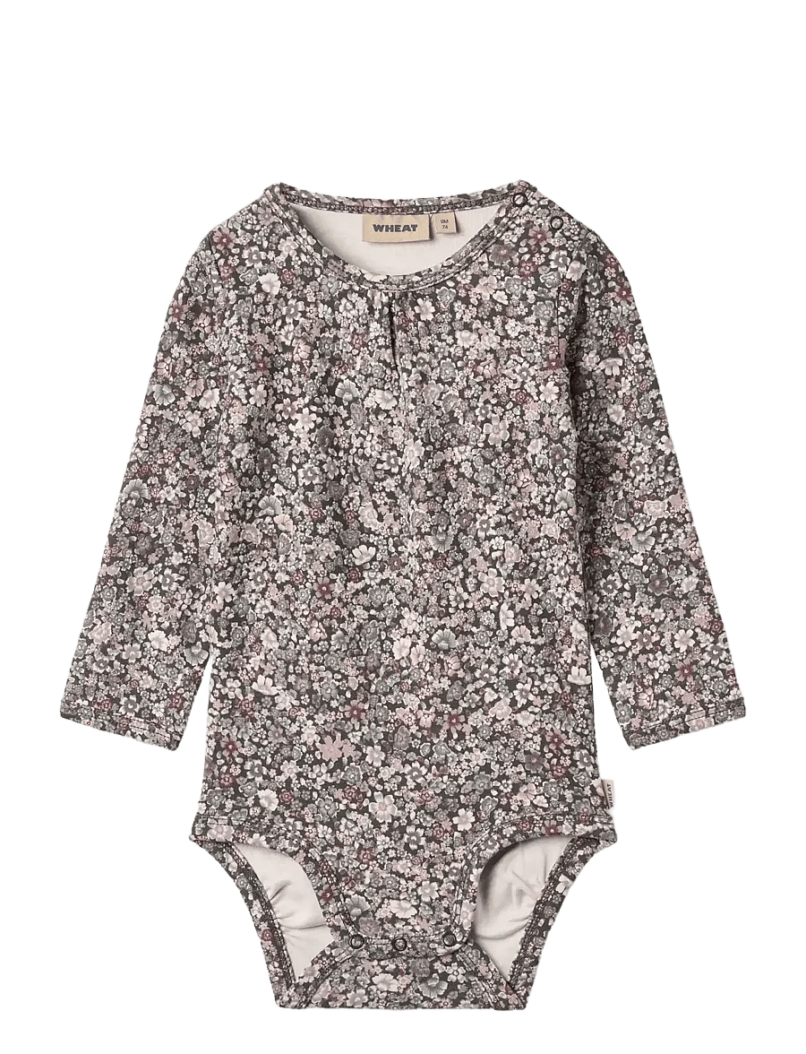 Wheat - Body L/S Liv - långärmade bodies - purple stone flowers - 0