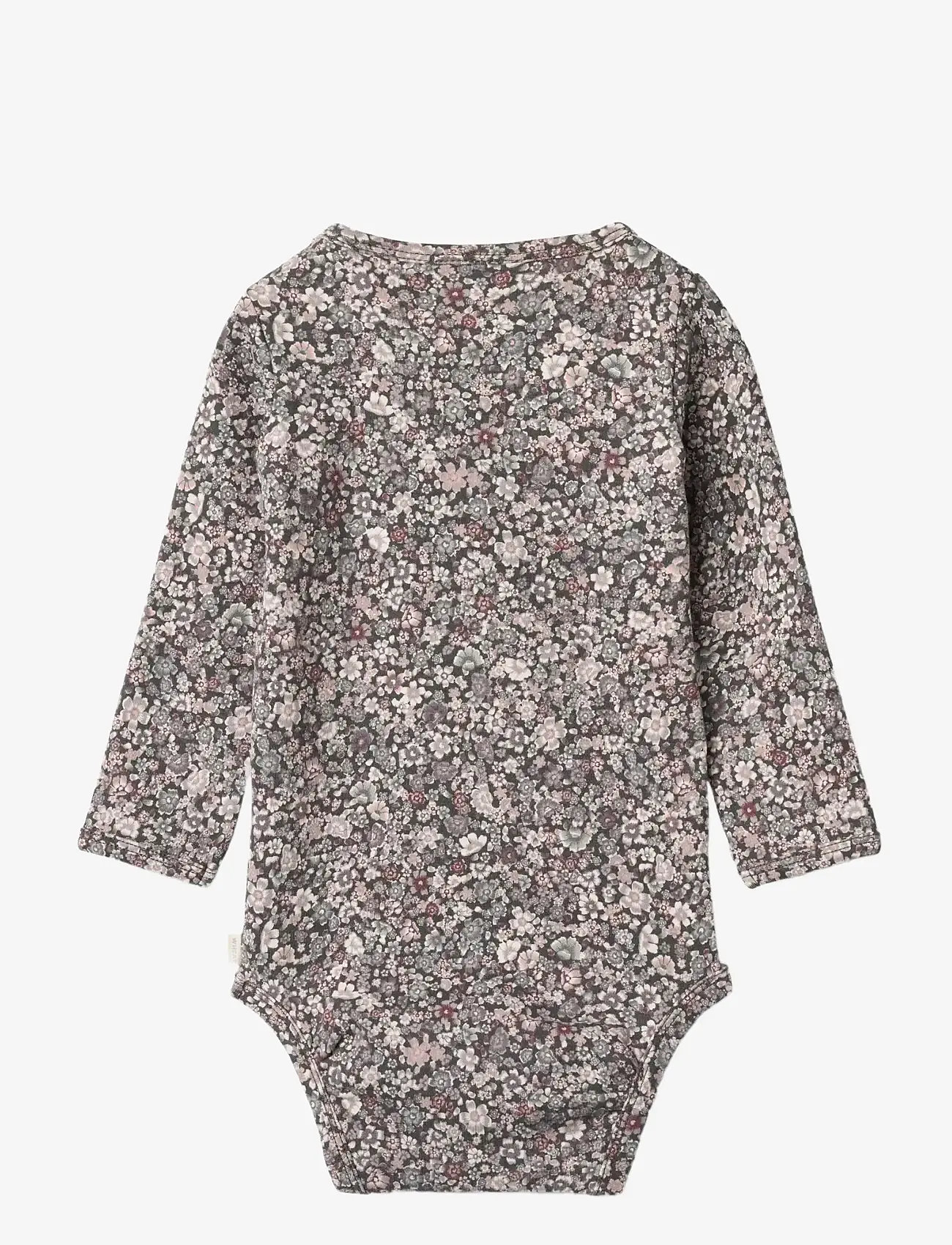 Wheat - Body L/S Liv - langærmede bodyer - purple stone flowers - 1