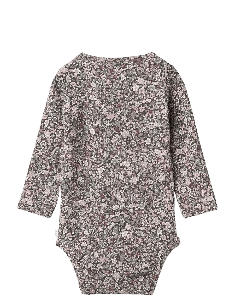 Wheat - Body L/S Liv - långärmade bodies - purple stone flowers - 1