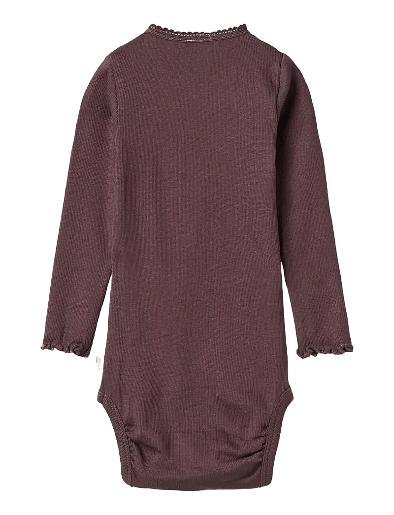 Wheat - Rib Body L/S Lotta - body z długimi rękawami - fudge - 1