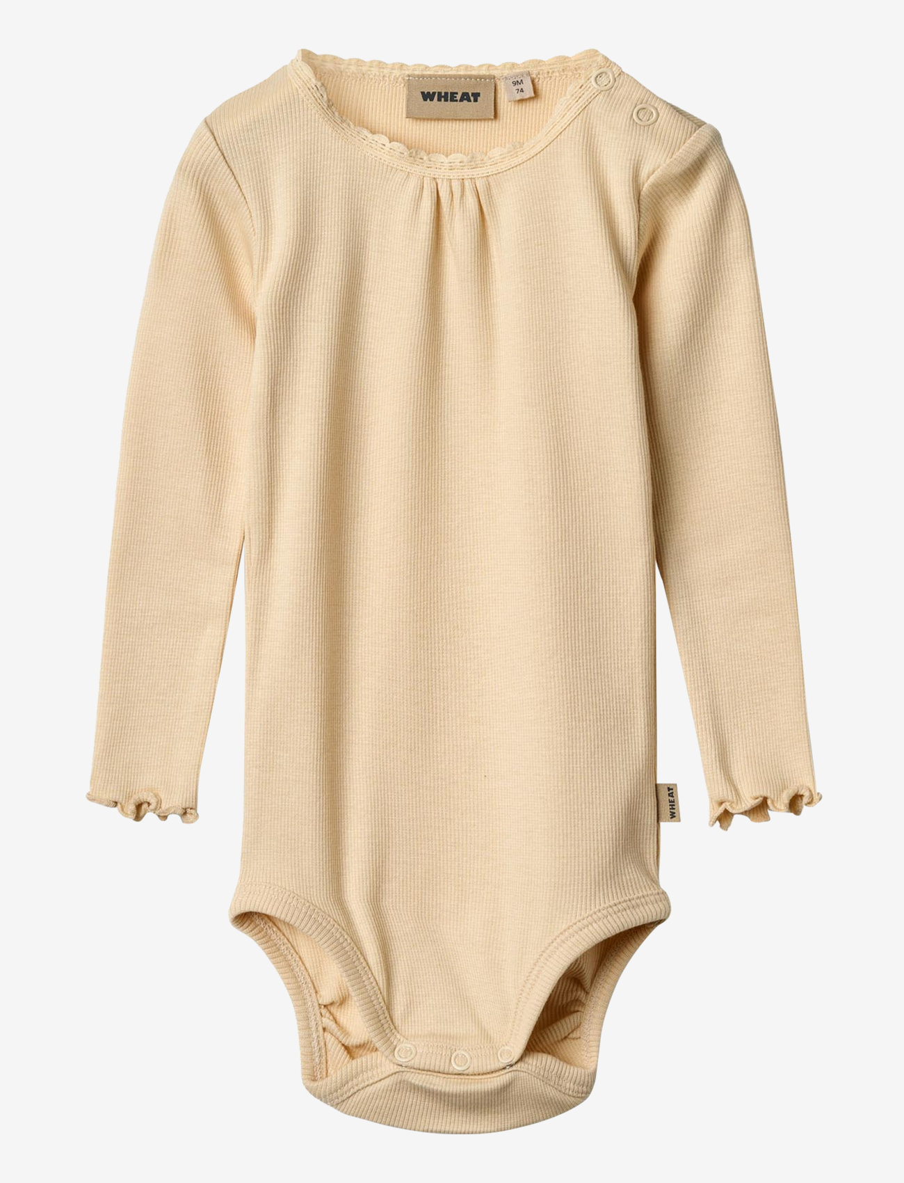 Wheat - Rib Body L/S Lotta - long-sleeved bodies - macadamia - 0