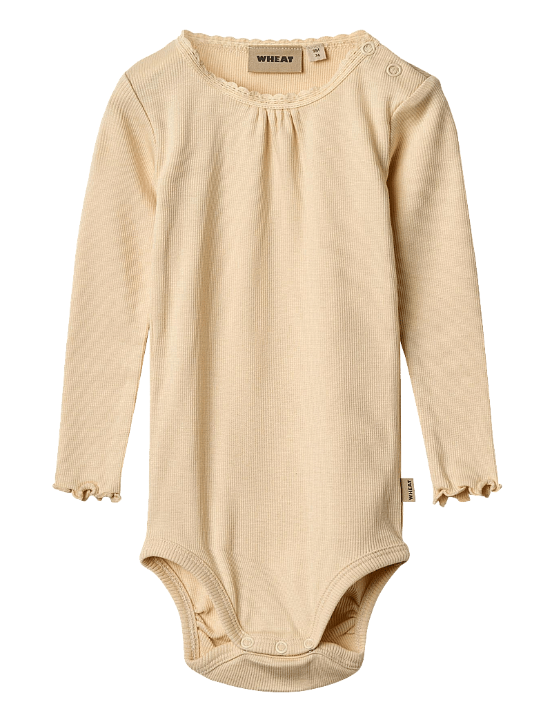 Wheat - Rib Body L/S Lotta - long-sleeved bodies - macadamia - 0