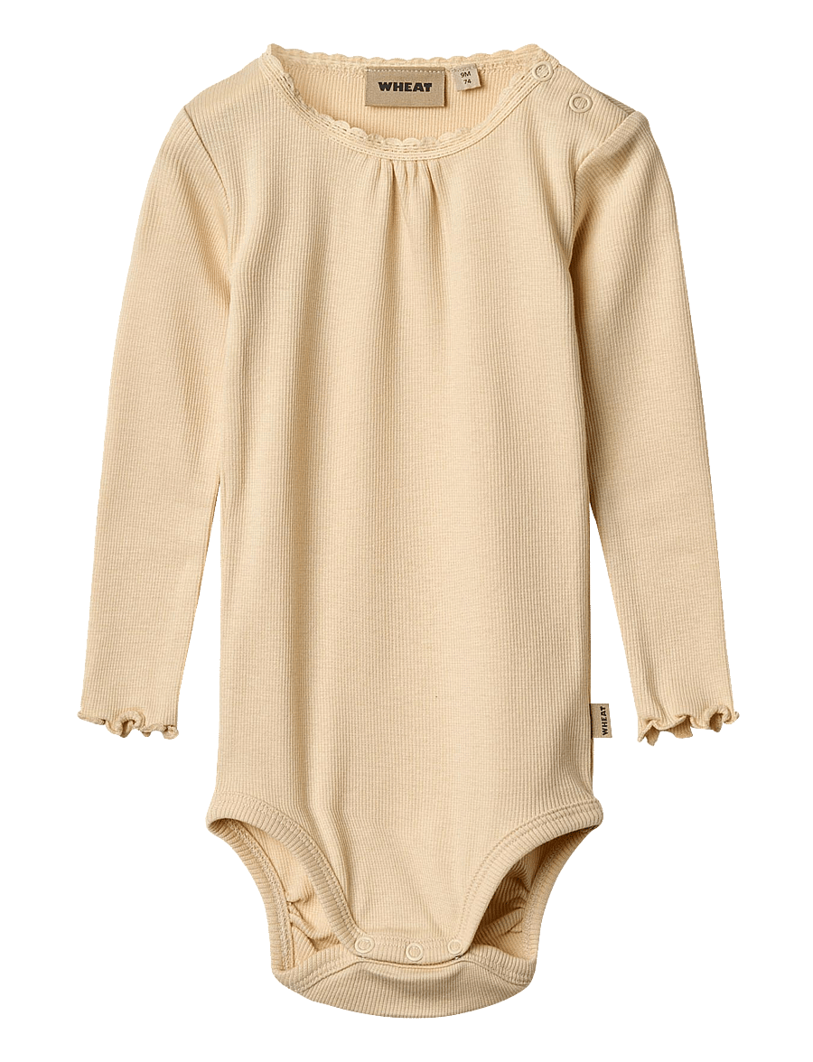 Wheat - Rib Body L/S Lotta - pikkade varrukatega bodid - macadamia - 0