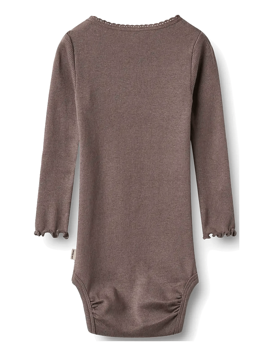 Wheat - Rib body L/S Lotta - langärmelige bodys - plum truffle - 1