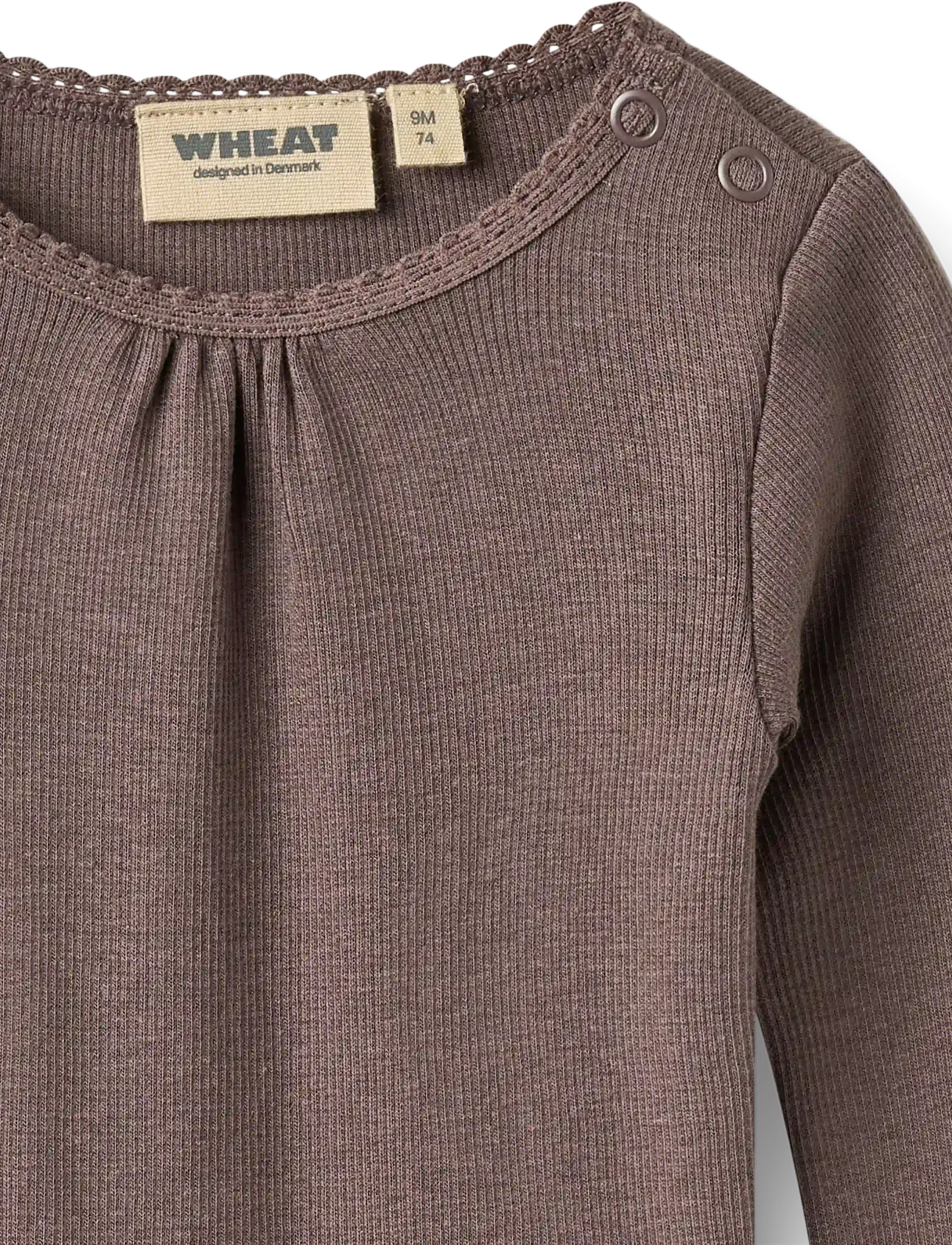 Wheat - Rib body L/S Lotta - langärmelige bodys - plum truffle - 2