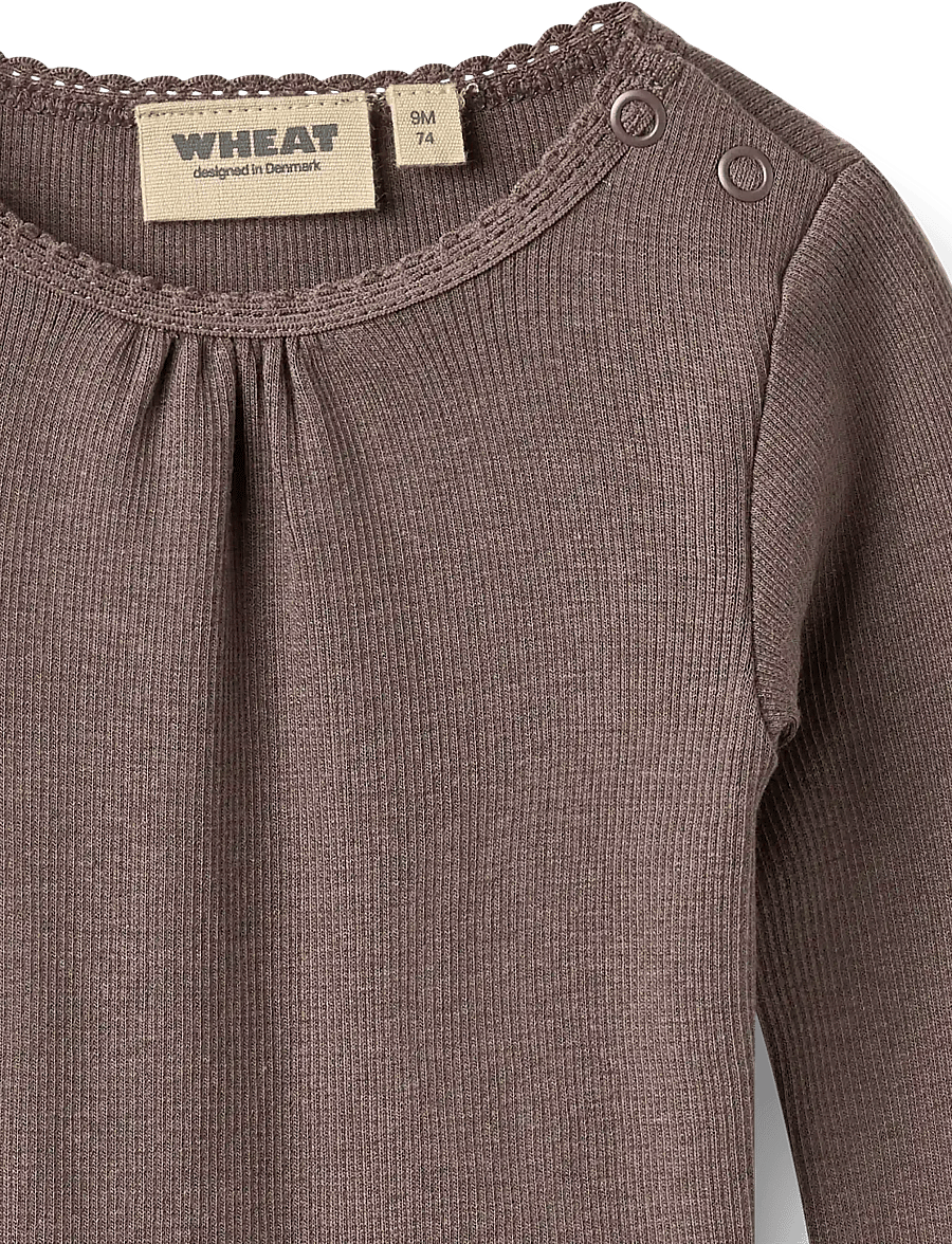 Wheat - Rib body L/S Lotta - langärmelige bodys - plum truffle - 2