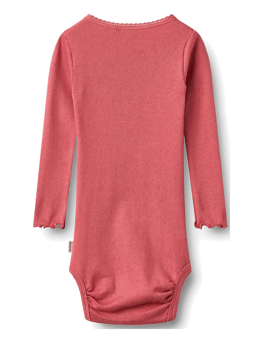 Wheat - Rib Body L/S Lotta - pikkade varrukatega bodid - raspberry - 1